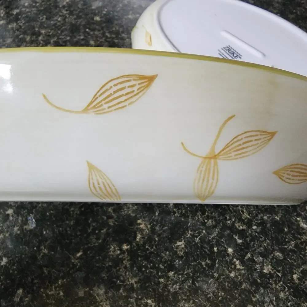 Set of 2 ZRIKE Golden Pear design handpainted casserole dishes